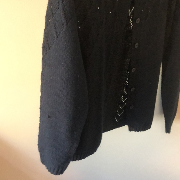 Vintage black cardigan. Black. Geometric pattern. - Picture 5 of 6